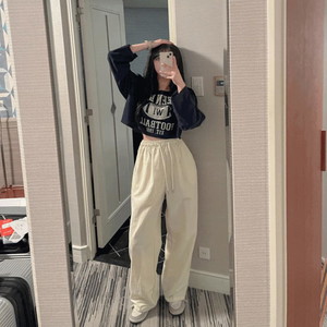 Wide & Jogger Hem String Banding Jogger Long Wide Street Two Way Pants Training Sweatsuit Anorak Jogger Wide Pants