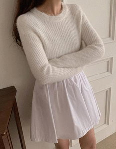 Hairy Ribbed 2 Crop Round Knitwear 