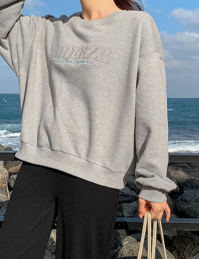 Lizbin loose Loose-fit embroidery cropped Sweatshirt 73789