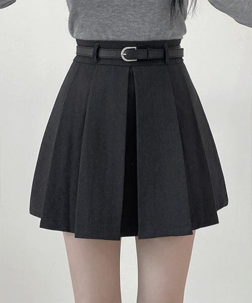 *Sequential shipment at the end of February*Choline Fleece-lined belt pleated mini skirt