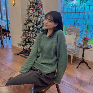Round neck hachi Loose-fit Knitwear daily Ribbed knit tee winter Nagrang 5 colors