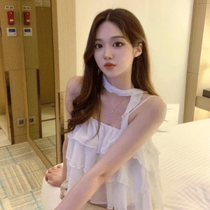 Choker set cancan bustier sleeveless sleeveless top tank top tube top choker smoke shirring pleated banding frill lovely scarf muffler