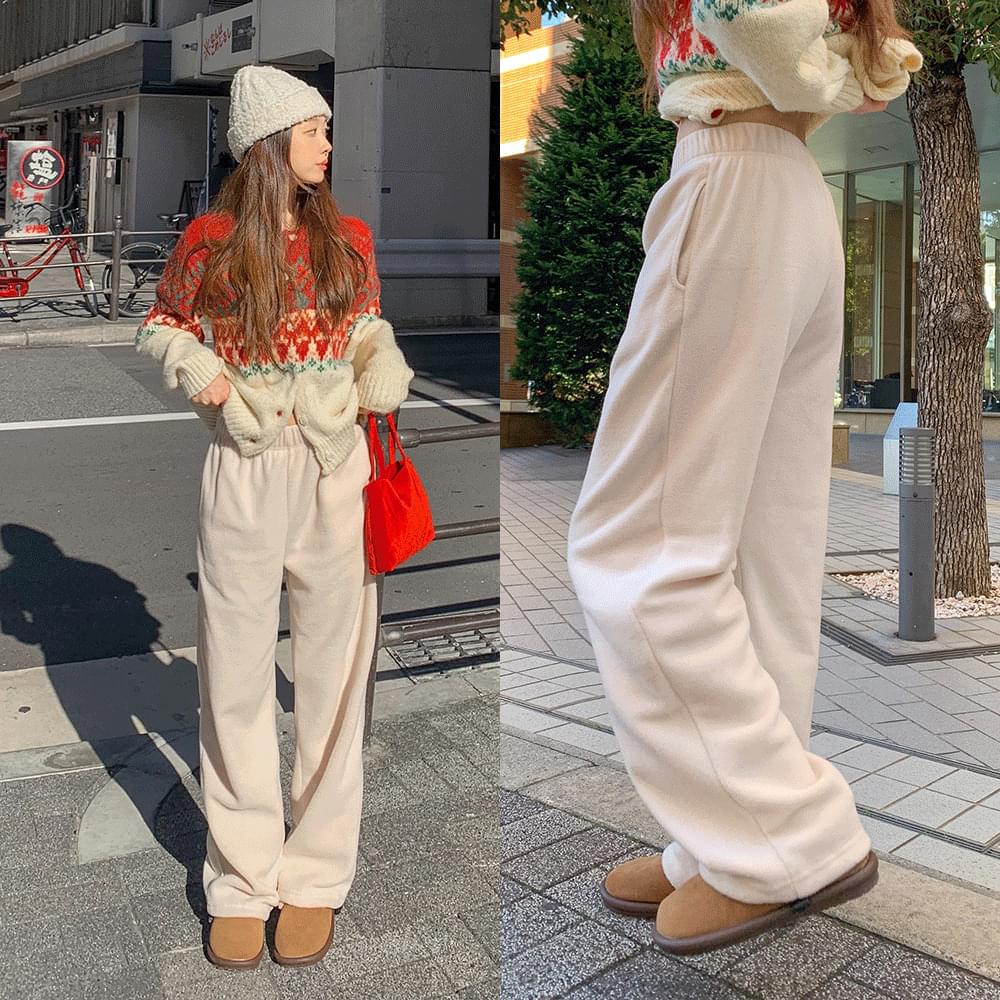 Basic & Fleece 2type Wide & Jogger Banded Training Pants High Waist String Straight Sweatpants 2way Pants Daily Kkuankulook 6COL