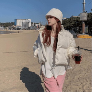 Detachable sleeves, 2-way pancake, high neck, short crop, padded string, overfit Jacket , padded vest, white beige, khaki, black