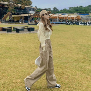 Lower body correction Fleece-lined fabric corduroy thick cotton solid banding high waist low waist golden cotton pants long wide two pin tuck pants 5col