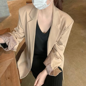 High quality life fit back opening blazer shoulder pad Loose-fit jacket overfit pocket single fall jacket black beige
