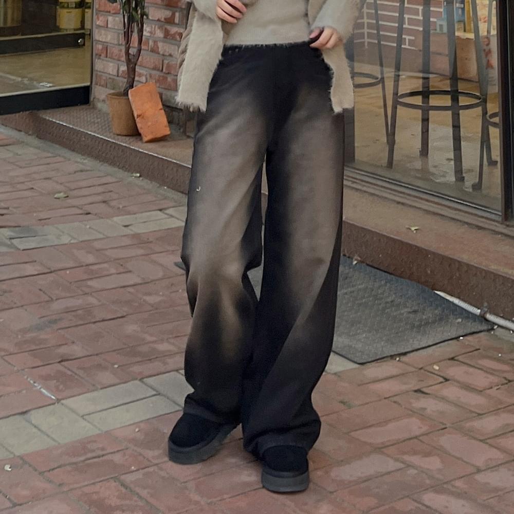 Vintage Faded wide denim straight long black cotton pants overfit deep brush high waist Black Denim waist cotton black blue fall winter four seasons short women's pants unique hip trendy y2k