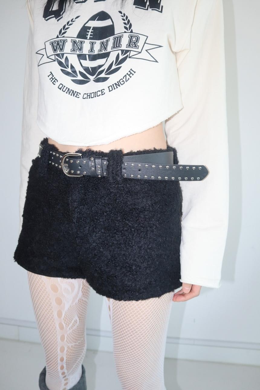 fuzzy belt pants