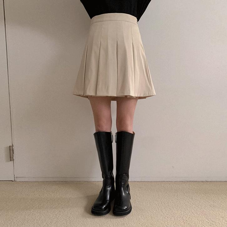 Poly pleated miniskirt