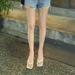 Fluffy cushion square toe jori mule summer sandals heel square rowe middle heel 6 size daily shoes 5 colors opening look freshman look spring drenched show festival festival look water balm