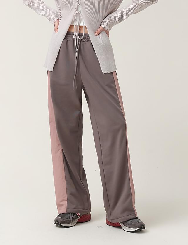 Ropin color combination wide two-way banding pants 73936