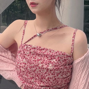 Snake line snake chain volume three-dimensional heart necklace vintage unique teen layered pendant point jewelry item silver