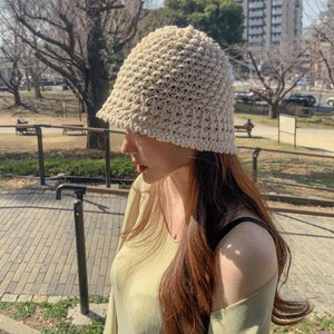 Twisted linen net Knitwear bucket hat spring summer vacation bungeoji rattan knitting straw hat vacation look vacation look 7 colors