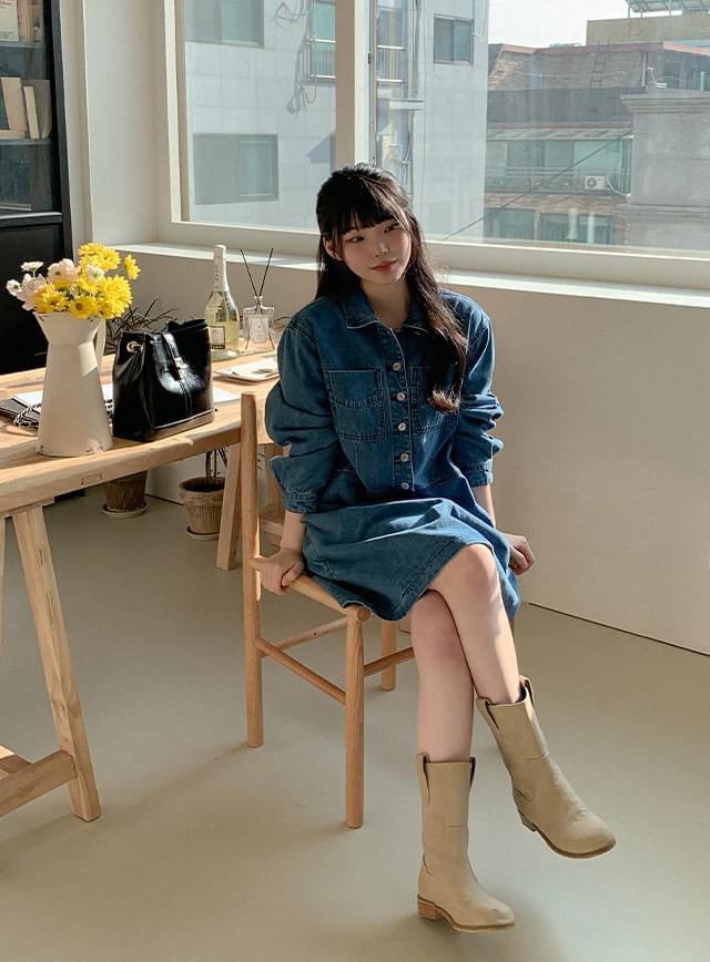 Shring denim midi Dress 73943
