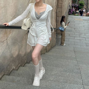 Wrinkle Layered Fashion Socks Slim Ribbed Wrinkled Gauze Ballet Core Knee Socks Stockings Long Spring Summer Foot Tose Leg Warmers White Gray Black