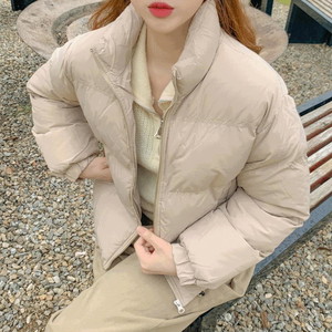 Crop overfit winter padding full filling short matte string high neck short padded Jacket beige khaki black