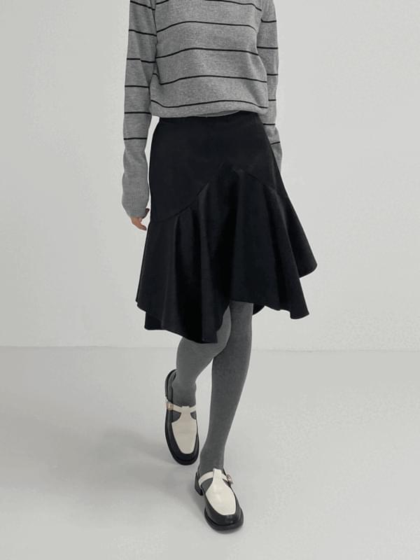 【INCHANT ME】Frill Stripe Midi Skirt Frill-Layered Mini Skirt CD321 - Korean Women's Fashion | LEWKIN