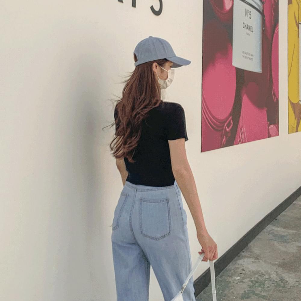 Sodu ball cap lettering hat vintage Faded Light Blue blue denim cotton cap hat conch beige