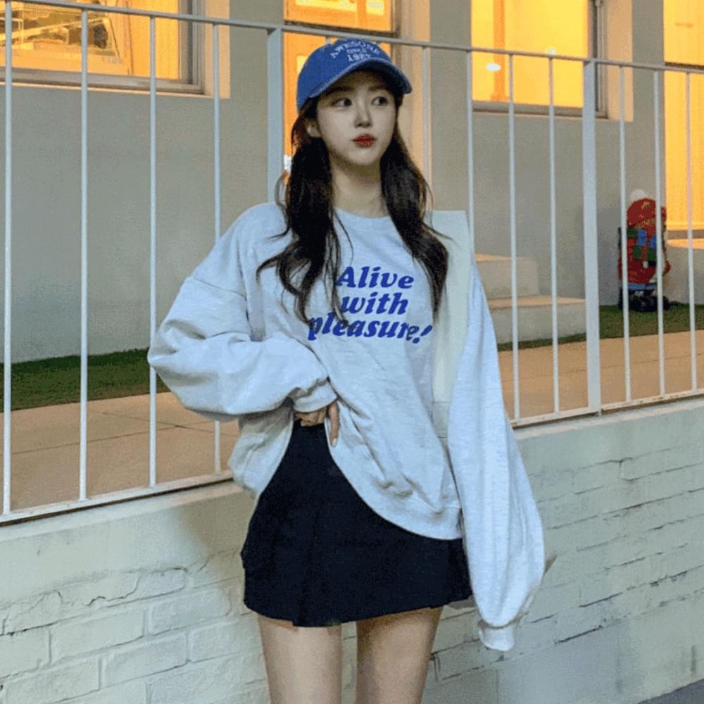 Long sleeve basic Loose-fit print half length Sweatshirt English lettering printed t-shirt sweatshirt back melange red navy