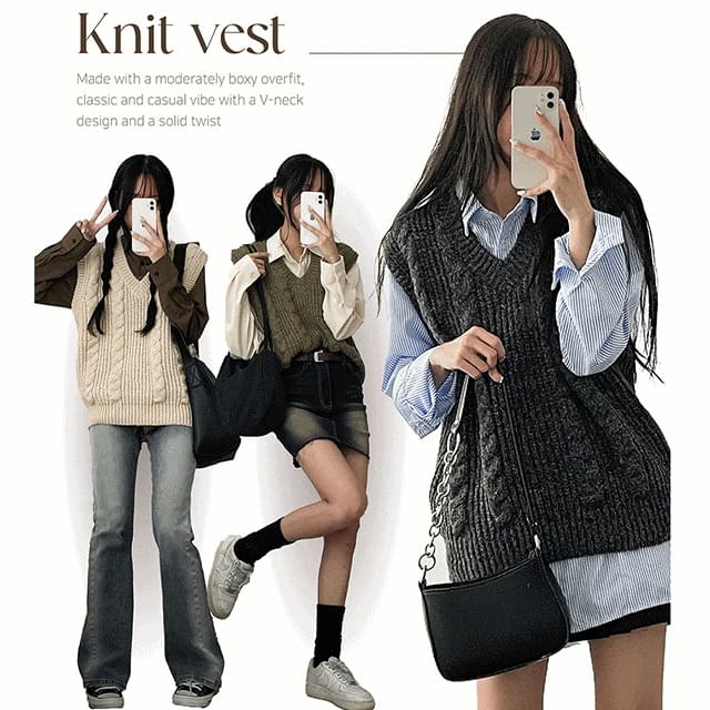 Light Twisted Knitwear Vest