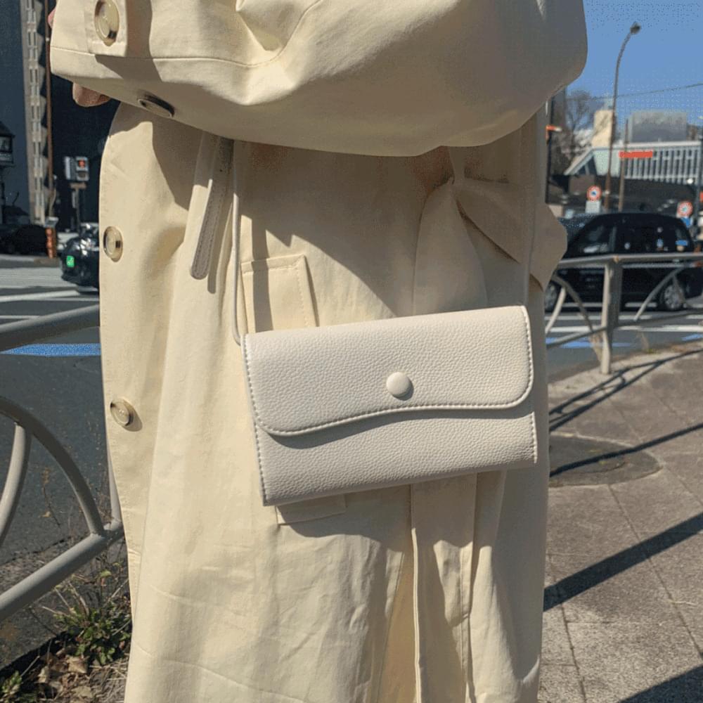 Simple daily point leather leather cross bag mini shoulder bag mini bag wallet belt bag ivory mocha silver black 4col
