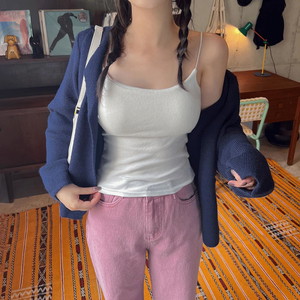 Domestic soft and chewy Sleeveless strap pad volume cap built-in bralette cap Sleeveless top square neck sleeveless sleeveless inner bra top 4col