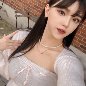 Heart Pearl Choker Layered Necklace Long Set Necklace Silver