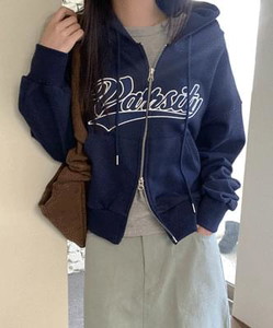 Kinet lettering patch hooded zip-up