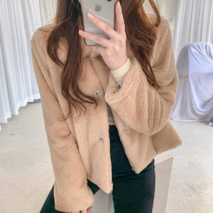 Collar thick mink fur Shearling quilted lining fake fur jacket warm year-end look wedding guest look short jacket outerwear 5 colors