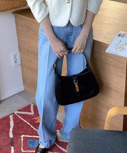 Irante leg loom denim pants