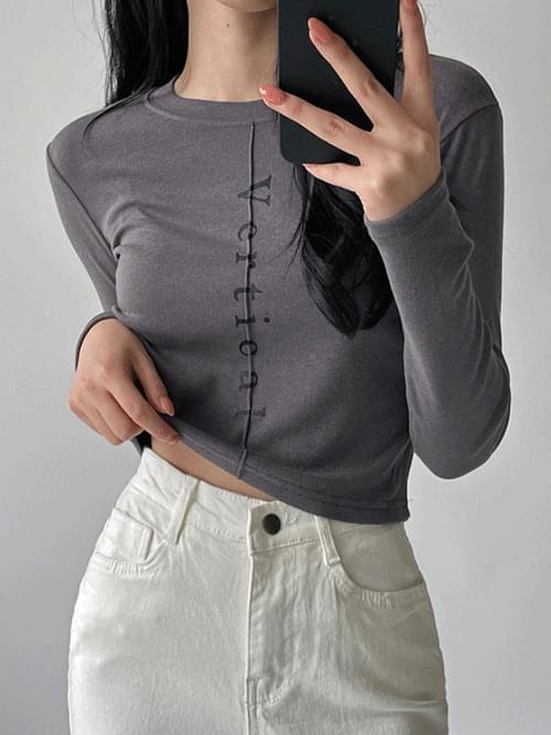 Vertical Pintuck Crop Soft Long Sleeve T-Shirt T#YW1140