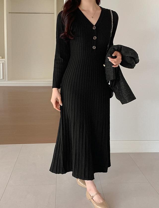 Ulip Knitwear Pleated Long Dress 74071