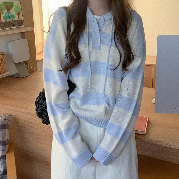 Kanni Striped Hooded Knitwear 