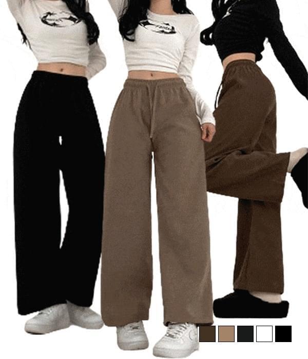 Winter Days, daily Fleece-lined brushed golden wide banding pants (Ships Today)