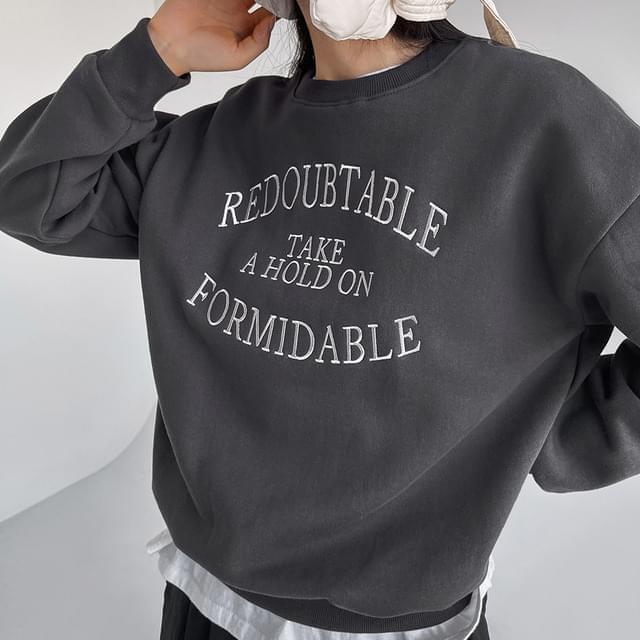 Big size 55-99 Teiko English lettering Fleece-lined Sweatshirt (Ships Today)