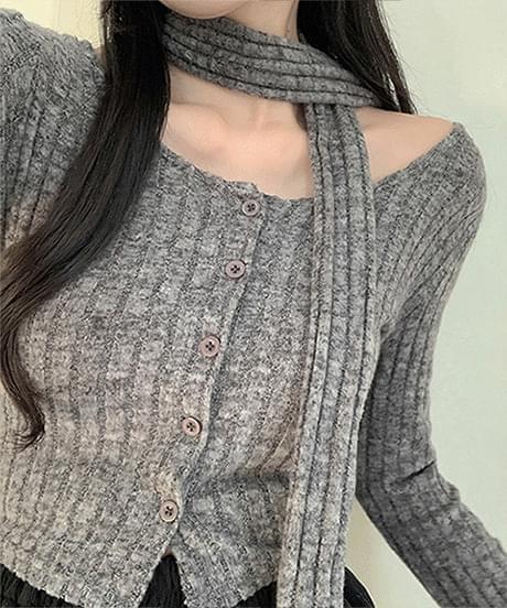 Tikka Scarf Muffler Party Look Ribbed Long Sleeve Tee (Ships Today)