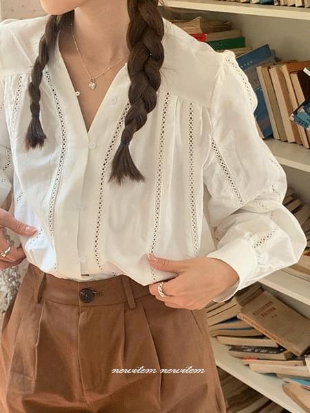 May pin tuck punching blouse