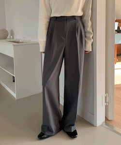 Pico back banding two-pin tuck wide slacks -3 colors