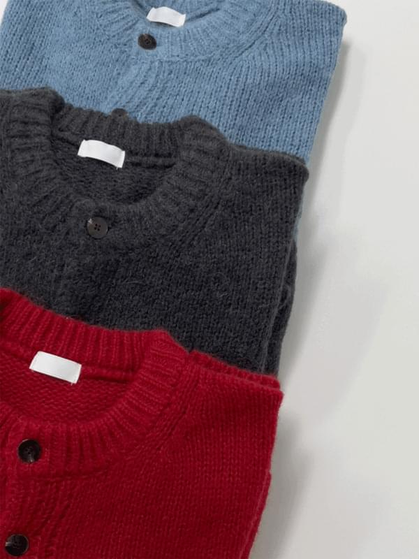 Alpaca round neck overfit cardigan