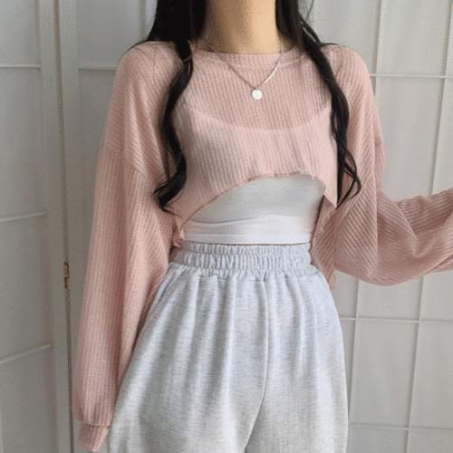 Ribbed Bolero Cropped Long Sleeve Knitwear 