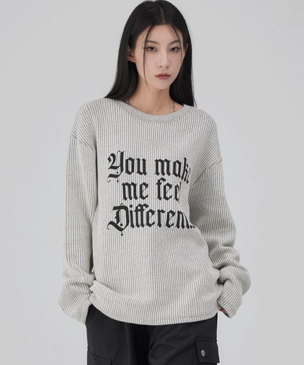 Lettering Knitwear Long Sleeve Light Gray