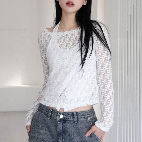 flat ribbon see-through t-shirt