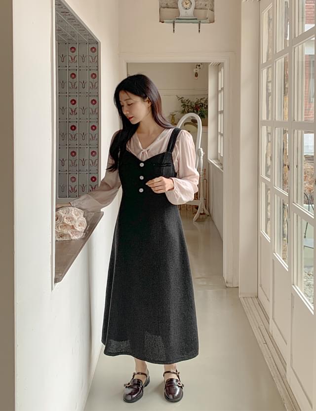 Yue tweed bustier long Dress 74010
