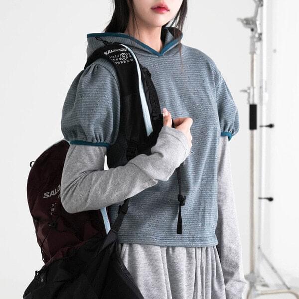 Shoe layered hooded sweatshirt 长袖上衣
