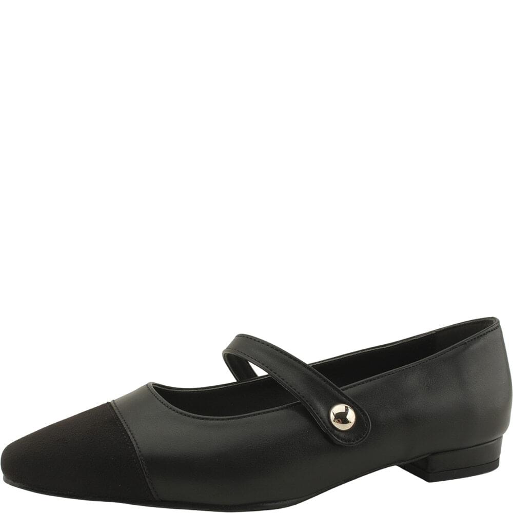 Two-tone Mary Jane low heel flat shoes black