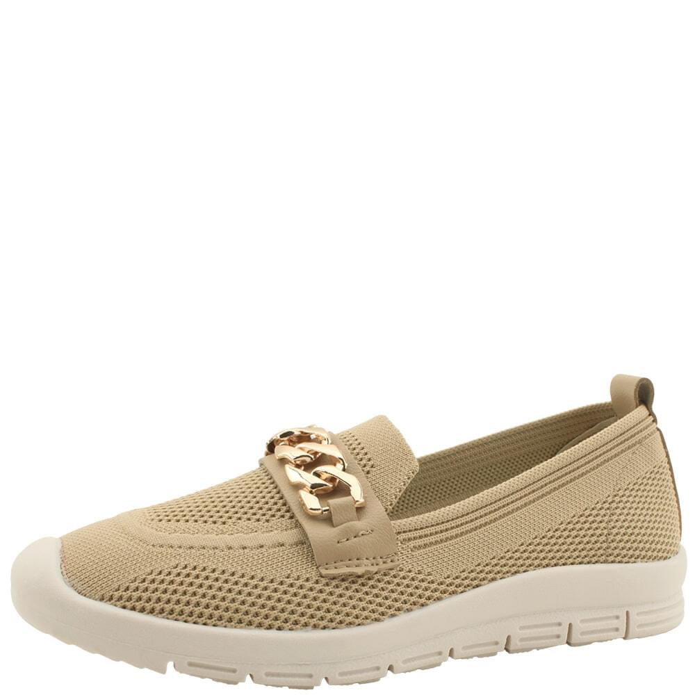  Knitwear Spandex chain soft slip-on loafers brown