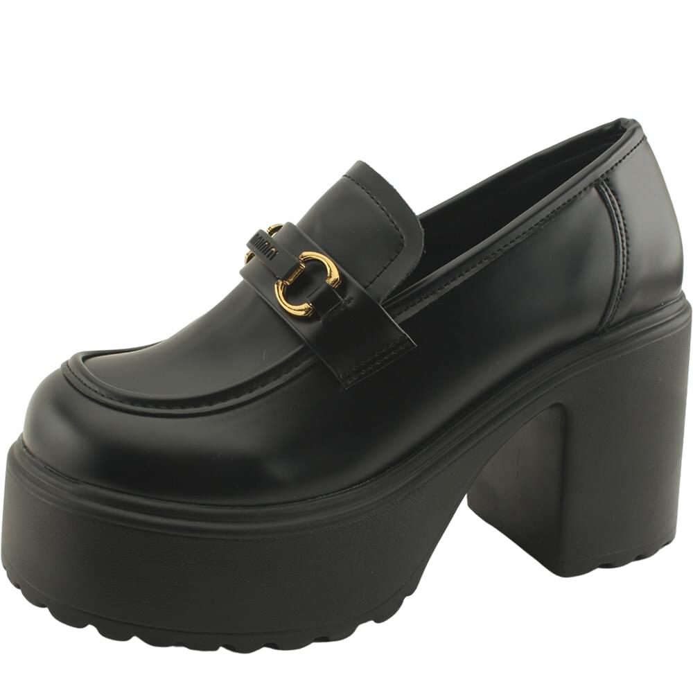 Beads Chain Loafers Shoes High Heels 9cm Black