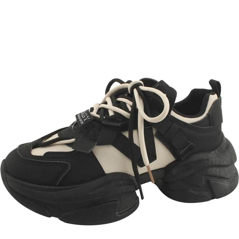 Contemporary strap platform sneakers 6cm black