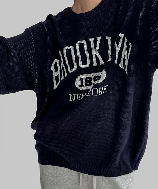 브루클린 레터링 오버핏니트