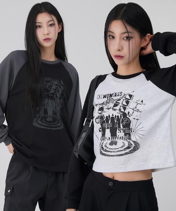 Dreaming raglan crop & overfit long sleeve 2 colors